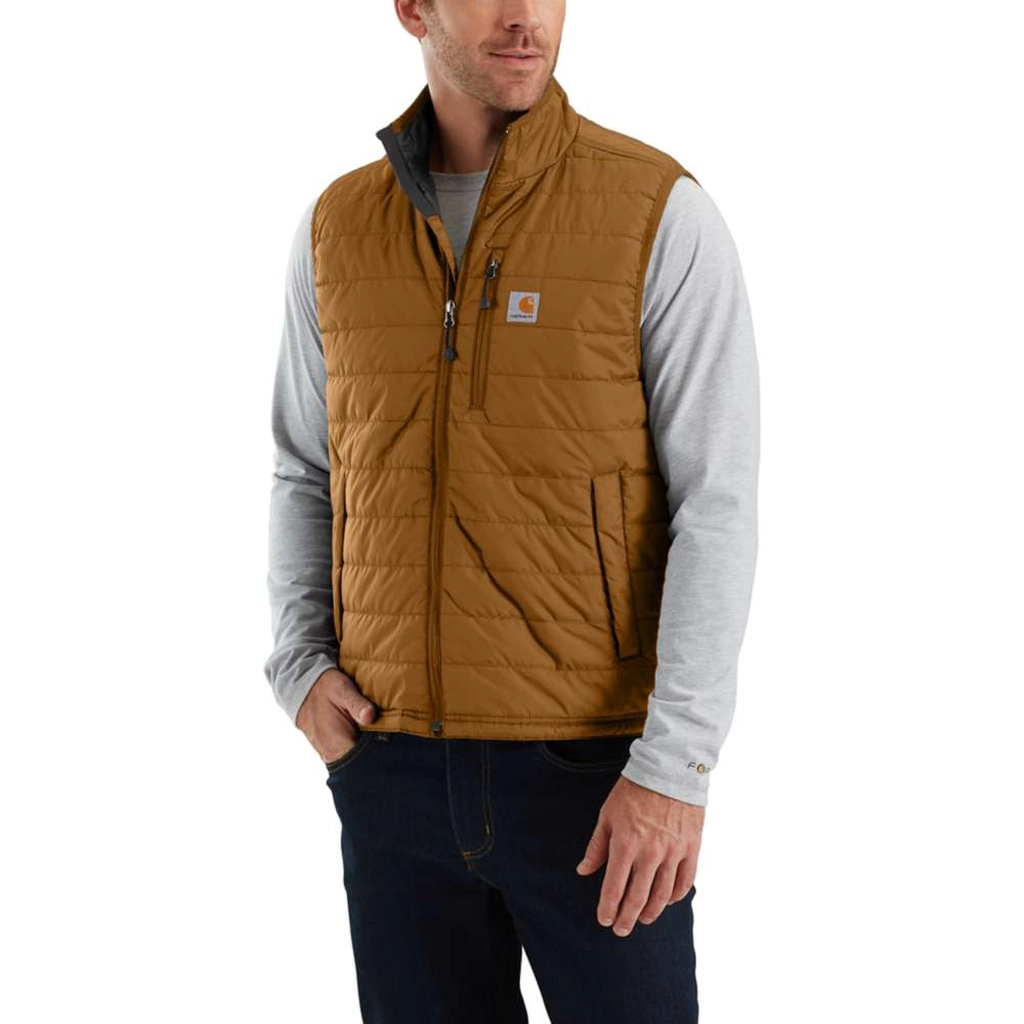 Carhartt WIP Mens Gilliam Nylon Insulated Vest Gilet Bodywarmer - Brown - Size Small